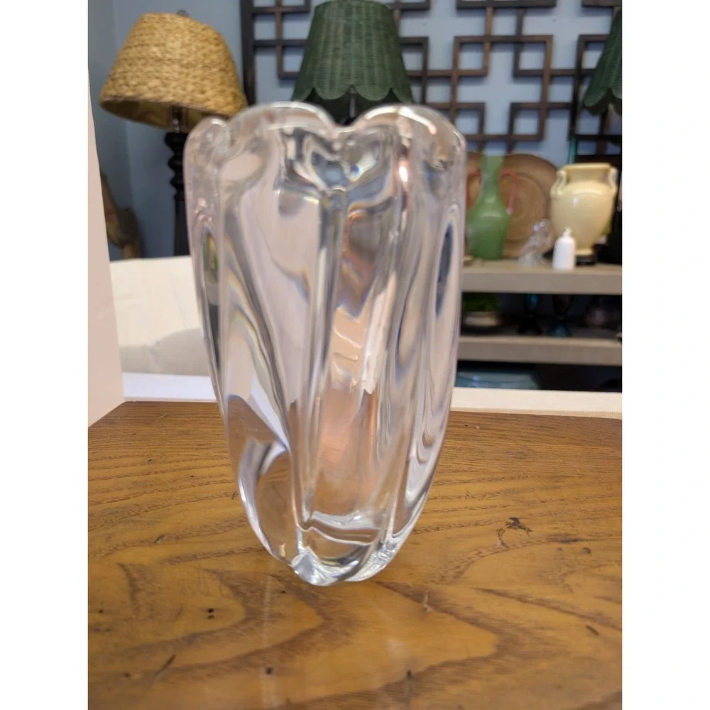 Orrefors Twisted Crystal Art Vase MCM Signed By Edvin Ohrstrom
